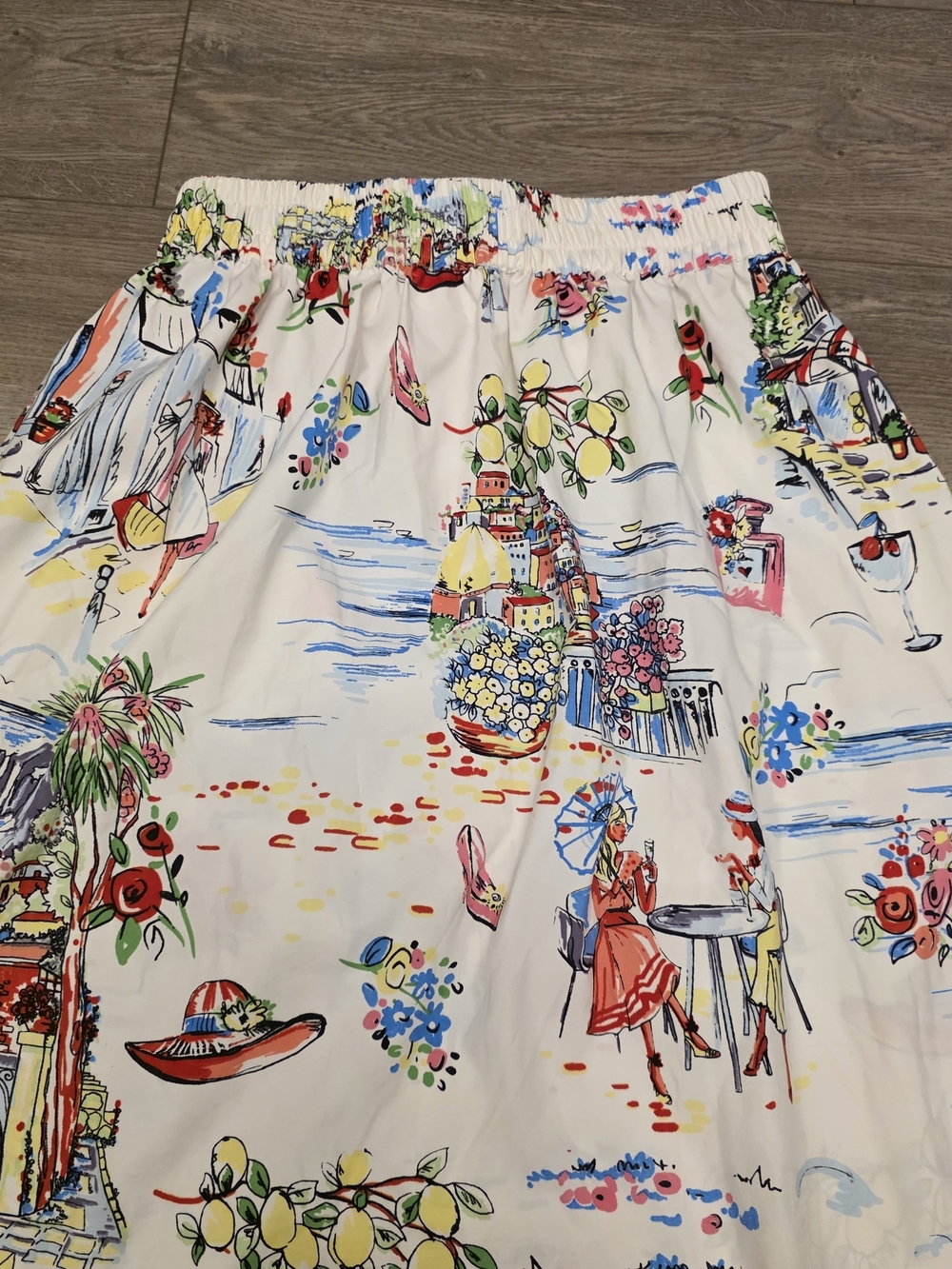 Her Destiny Mediterranean Scenic Print Midi Skirt Size Large - Picture 7 of 9